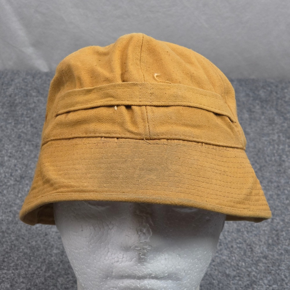 Vintage Japanese Hunters Field Wear Bucket Hat 7 1/8 Yellow Canvas 60s Outdoor